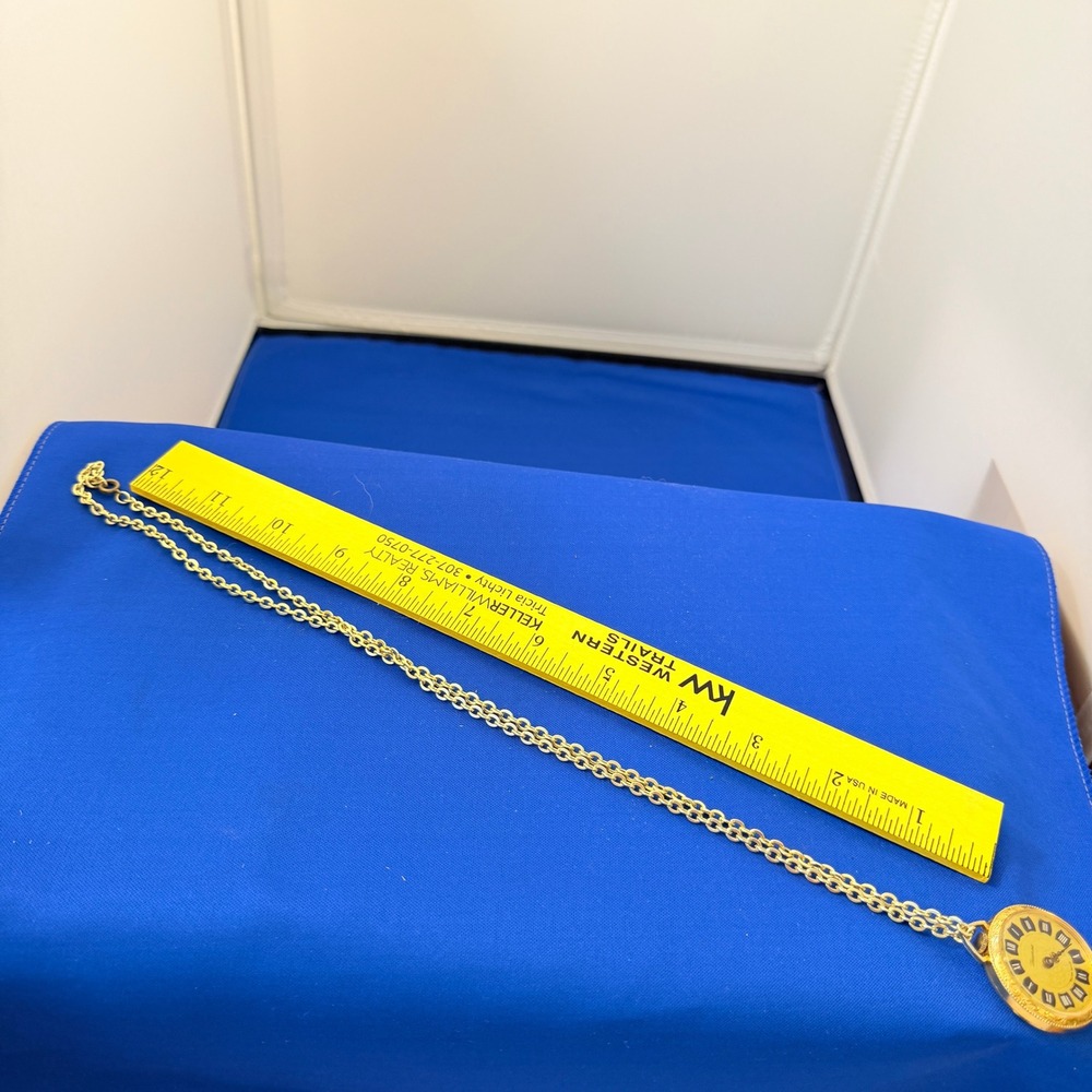 Vintage‎ Lucerne Pendant Watch Gold Tone Swiss Made Roman Numeral Necklace Chain - Picture 5 of 11